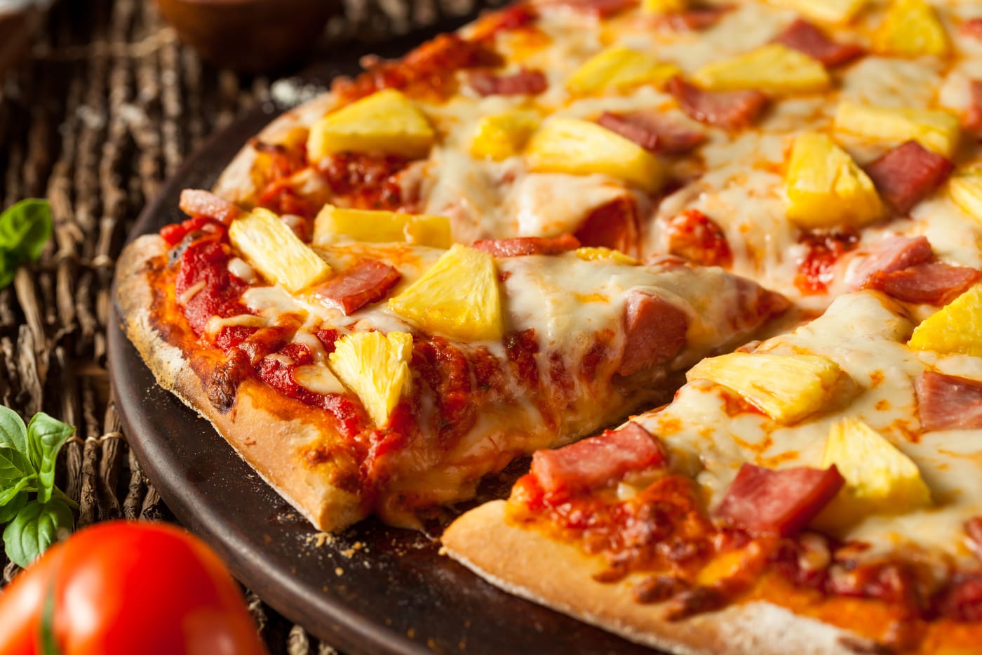 Pineapple pizza close up