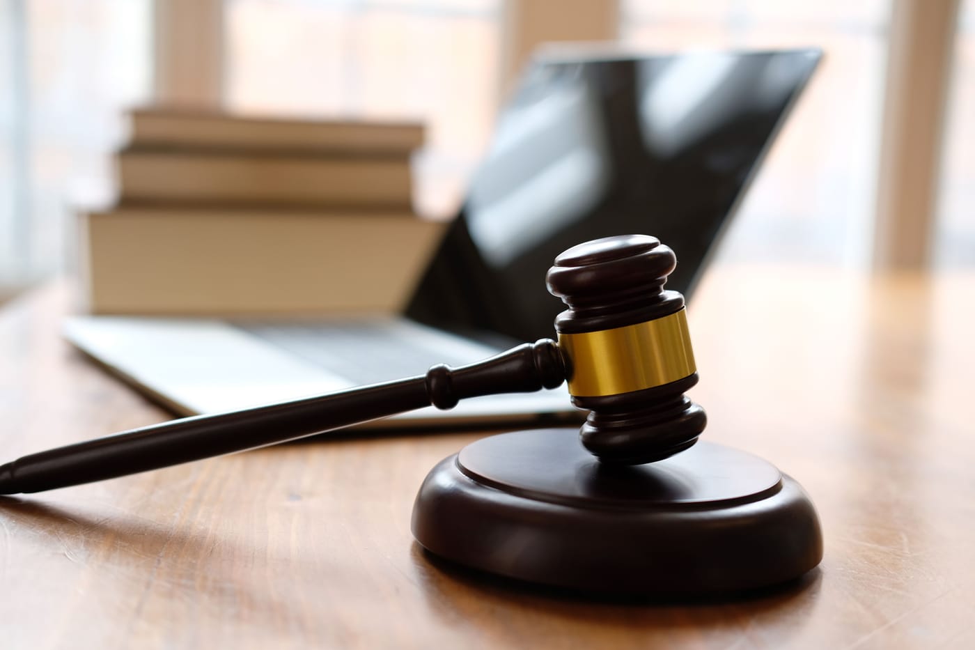 Courtroom gavel and computer
