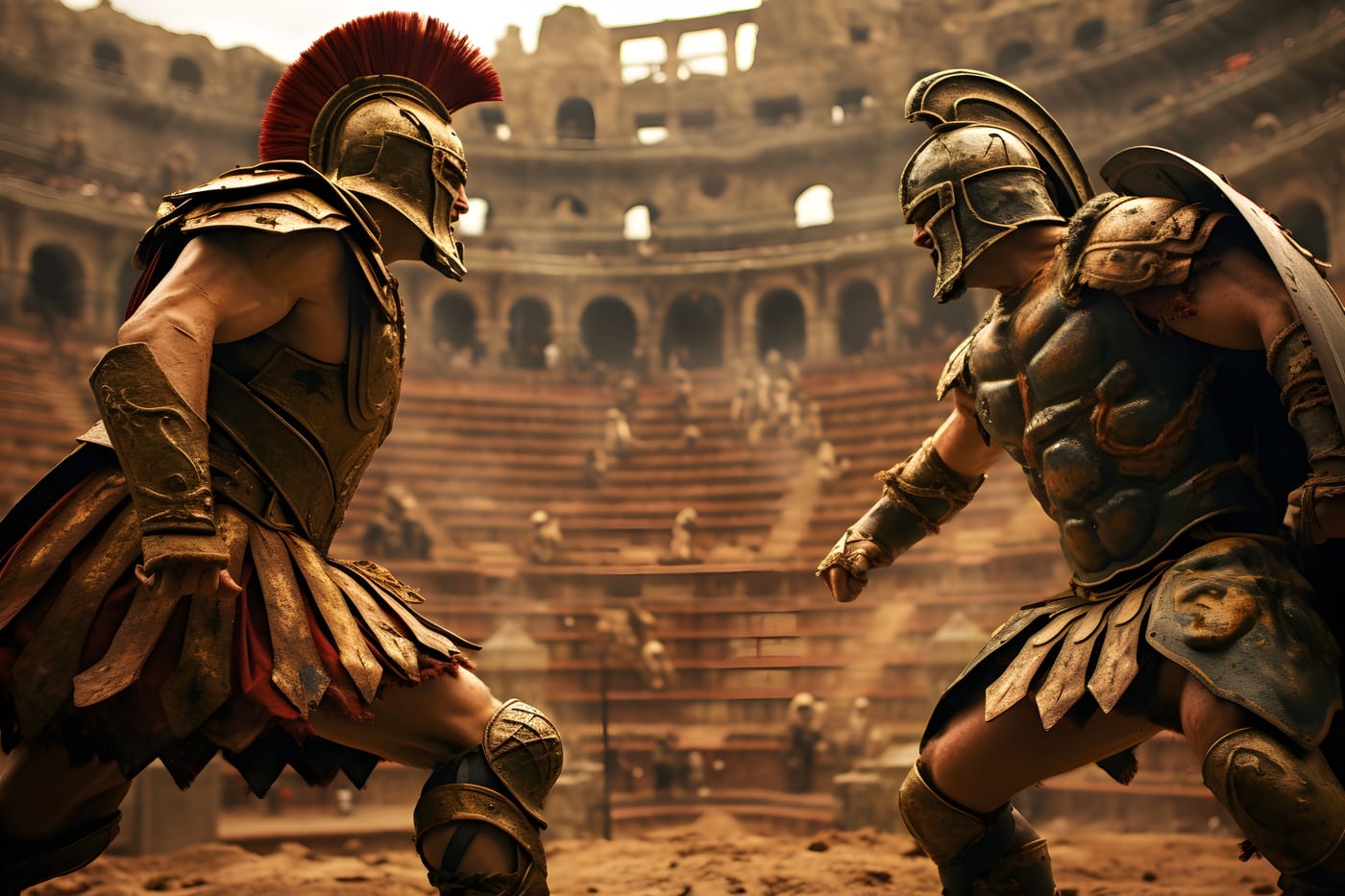 Roman gladiators in the arena