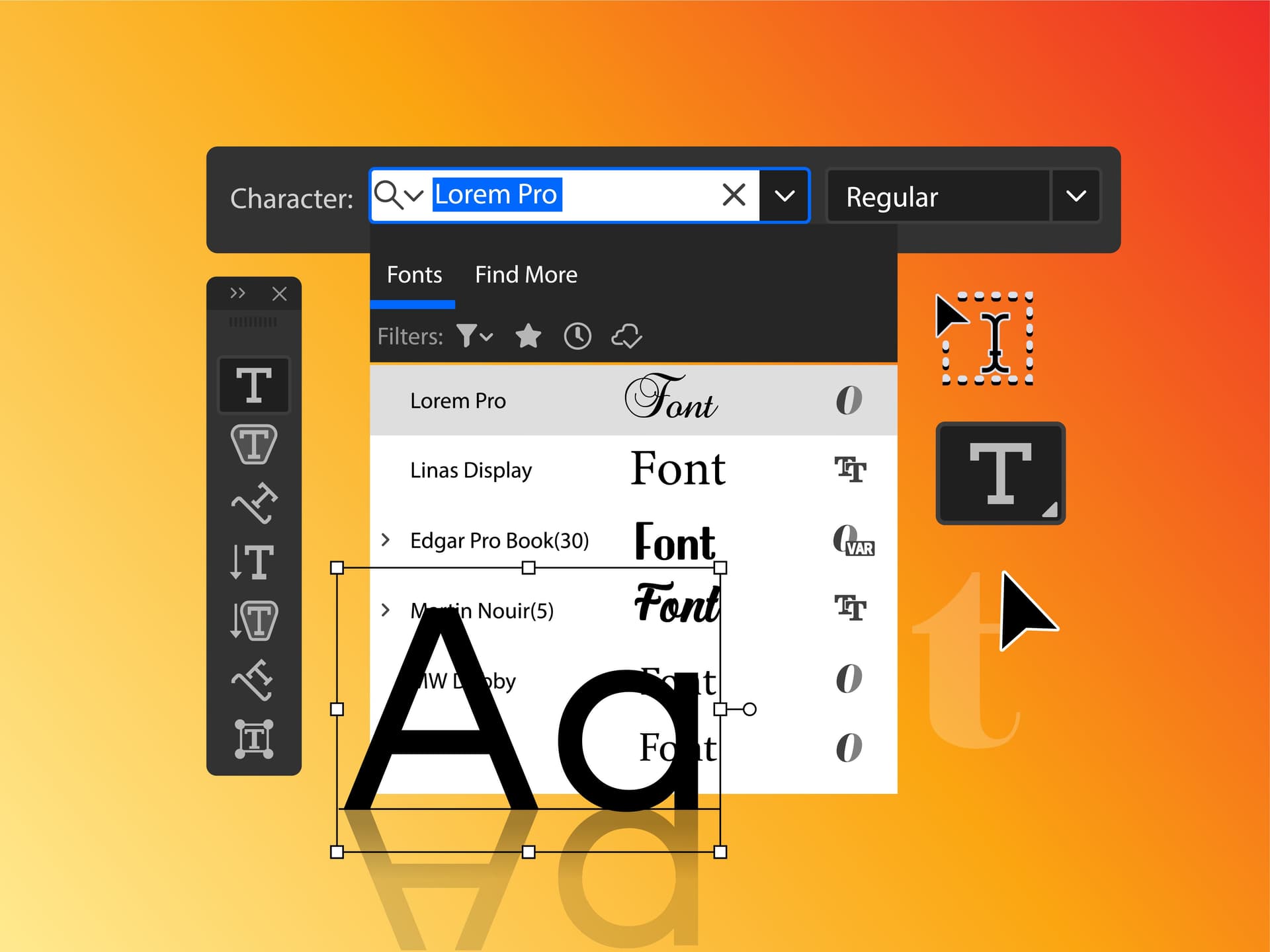 Typography and font design close-up