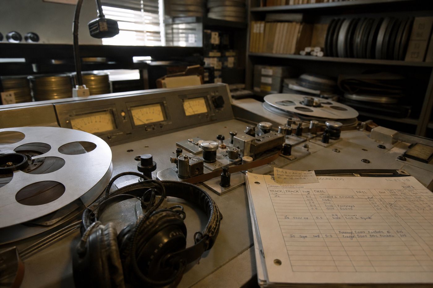 Vintage film reel and microphone