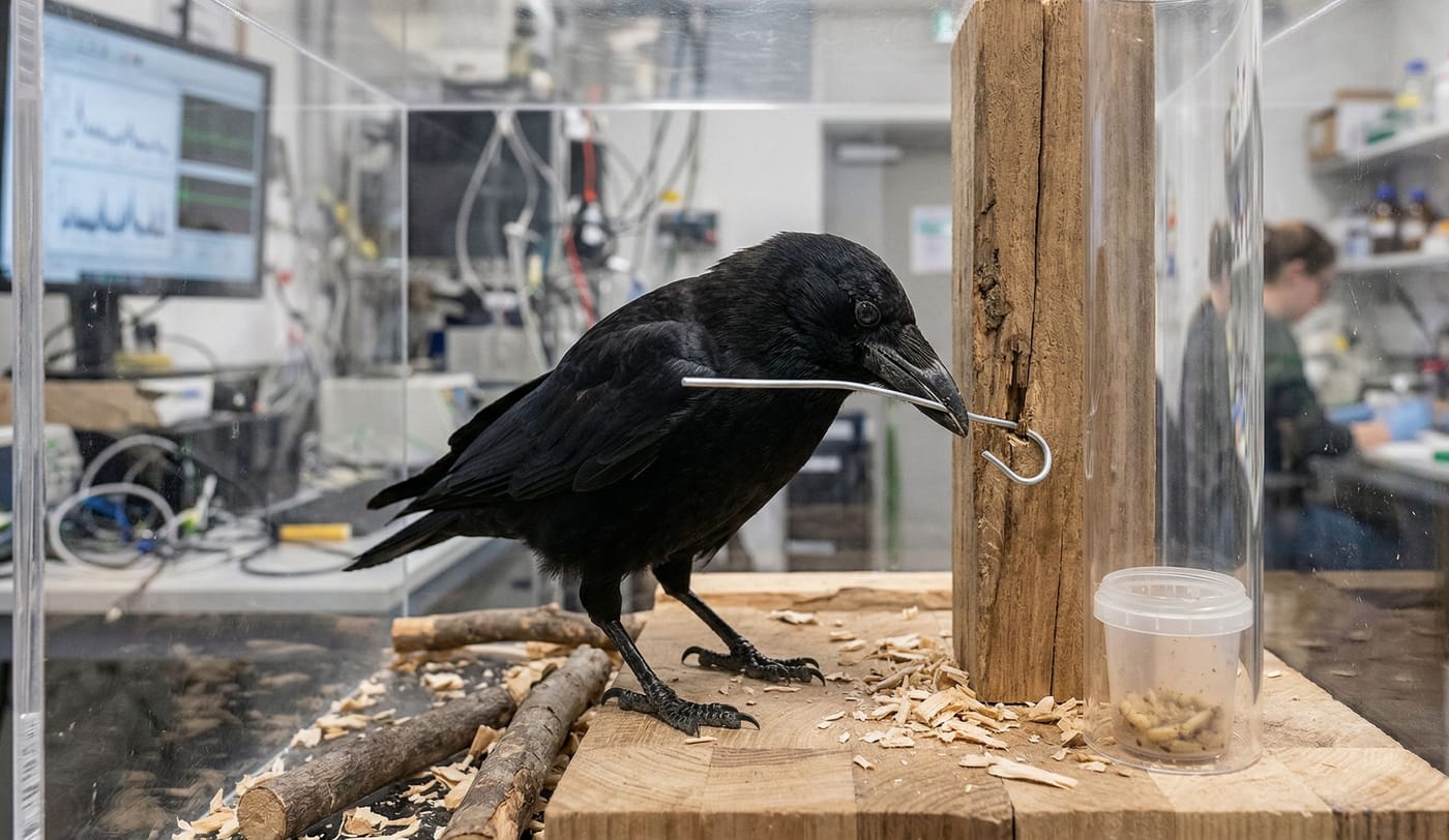 New Caledonian crow with tool