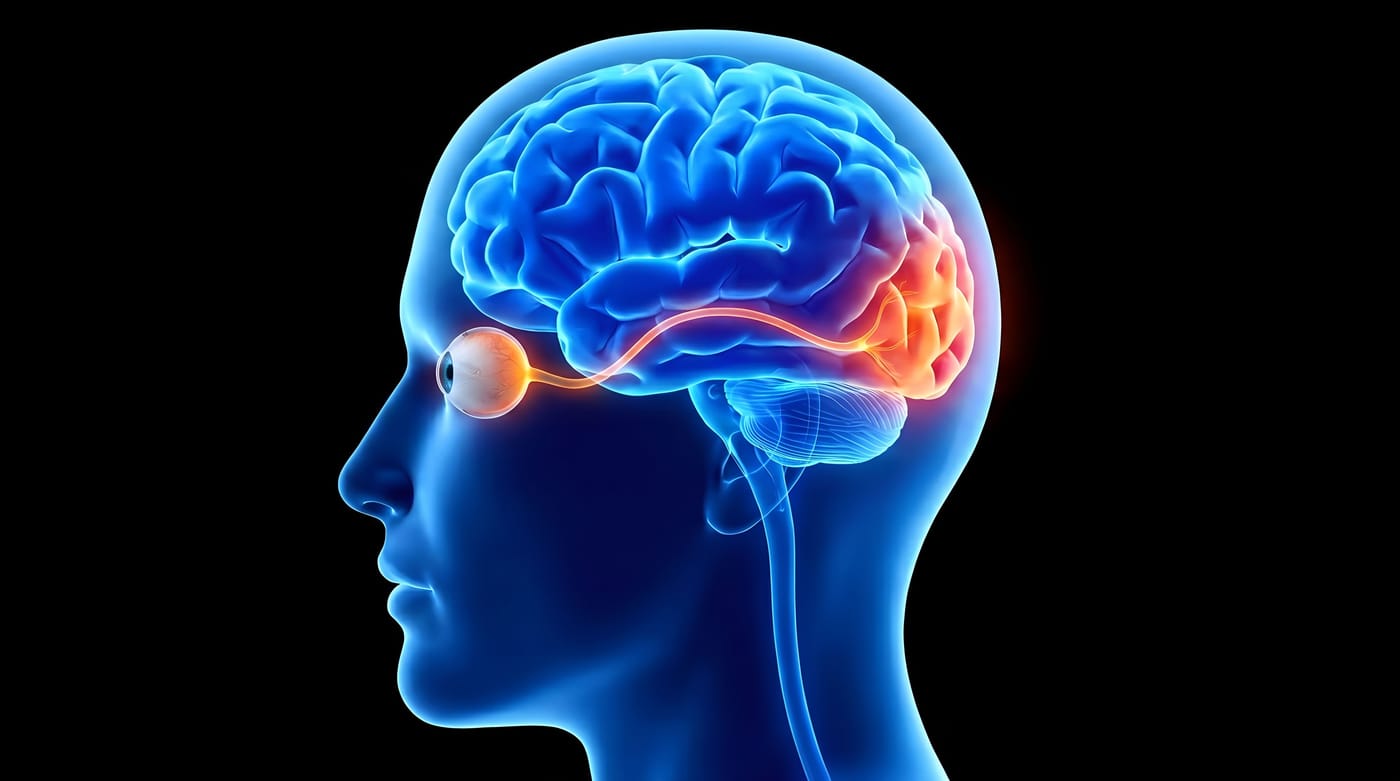 Human brain with visual perception illustration