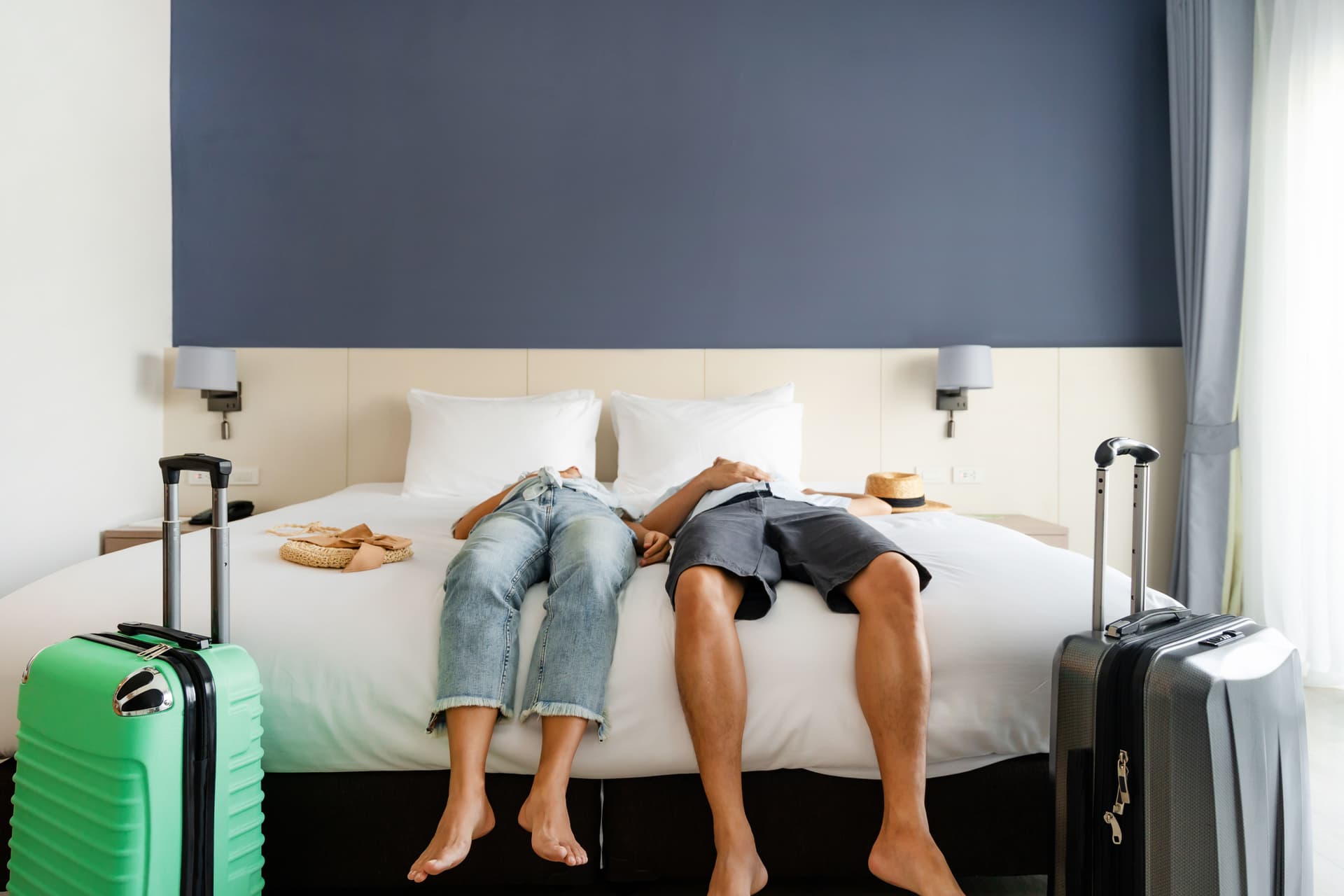 Person sleeping in hotel room